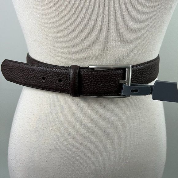NWT NORDSTROM Brown‎ Leather Belt with Silver Buckle (42) - Picture 2 of 4